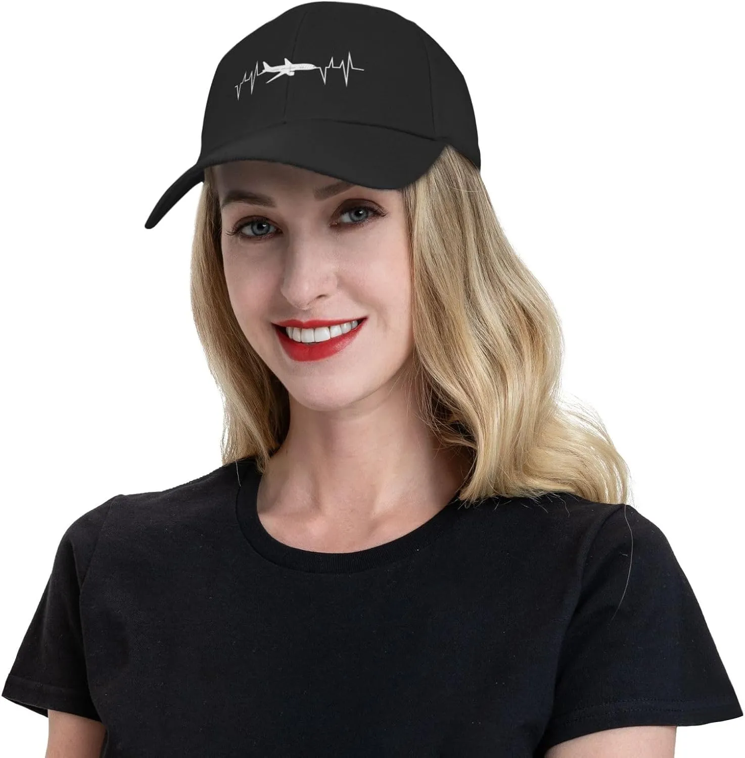 Funny-Flying-Airplane-Airline-Pilot-Heartbeat-Gifts Baseball Hats for Women Black Snapback Hat Baseball Cap Dad Hats