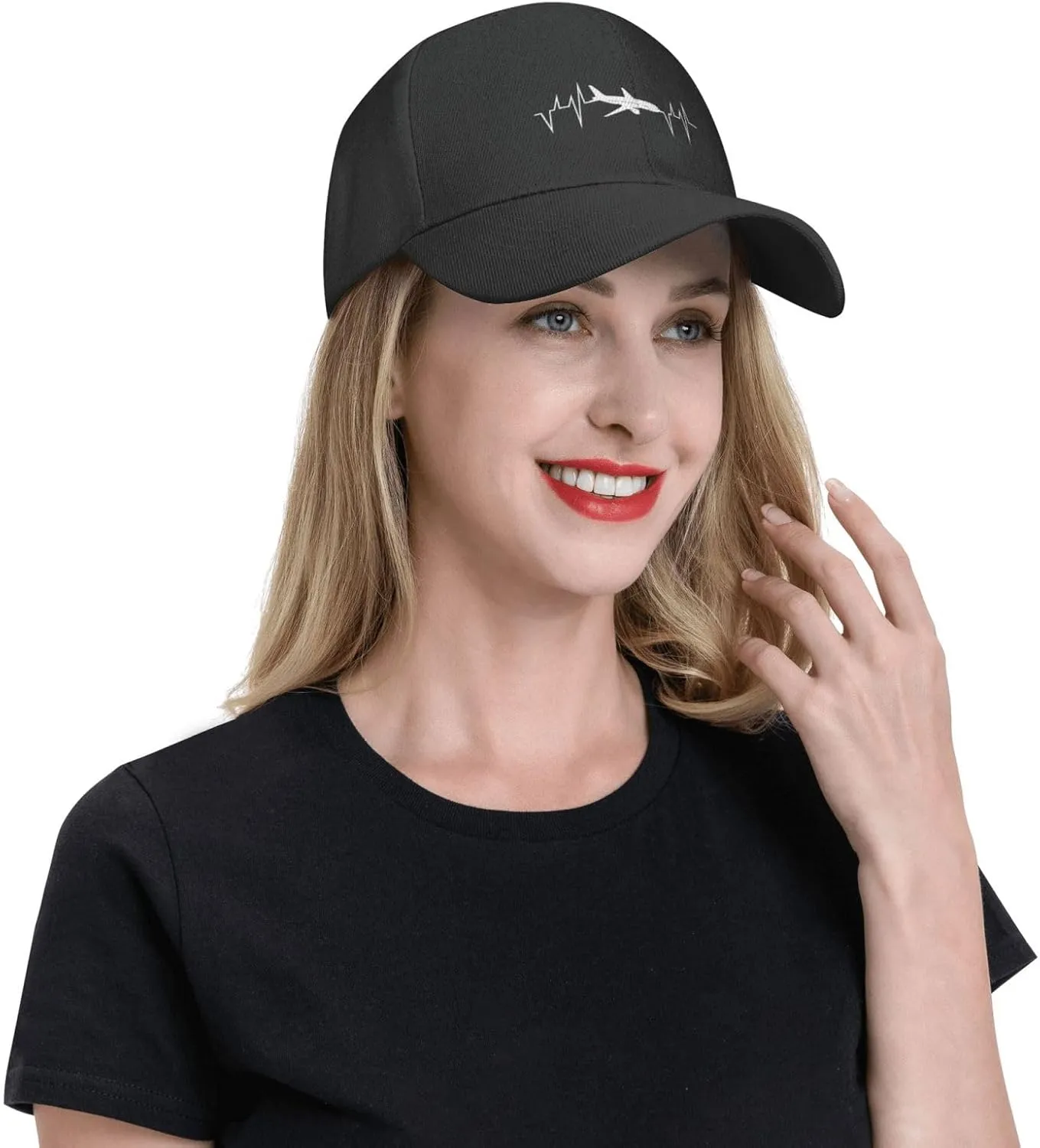 Funny-Flying-Airplane-Airline-Pilot-Heartbeat-Gifts Baseball Hats for Women Black Snapback Hat Baseball Cap Dad Hats
