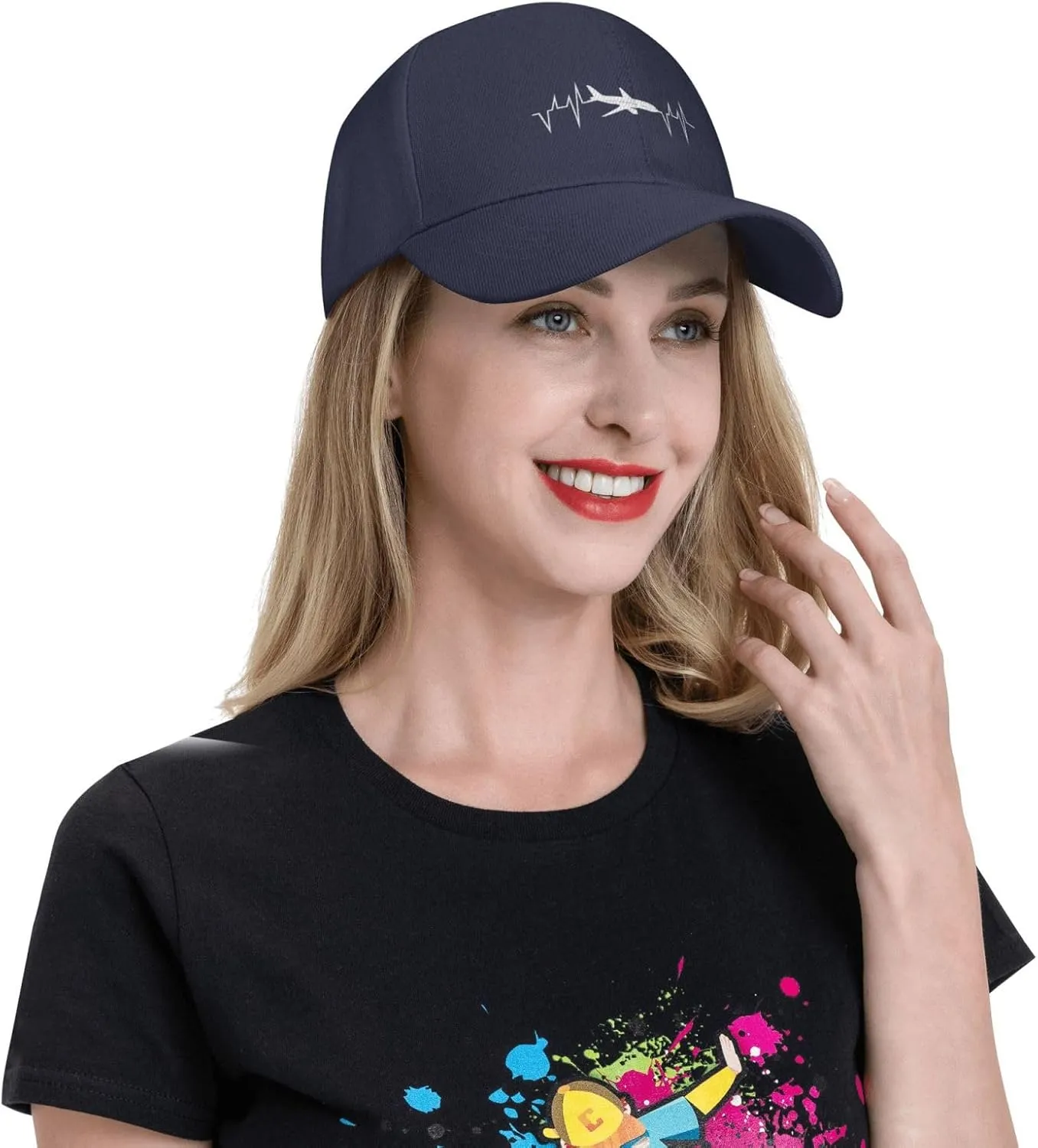 Funny-Flying-Airplane-Airline-Pilot-Heartbeat-Gifts Baseball Hats for Women Black Snapback Hat Baseball Cap Dad Hats