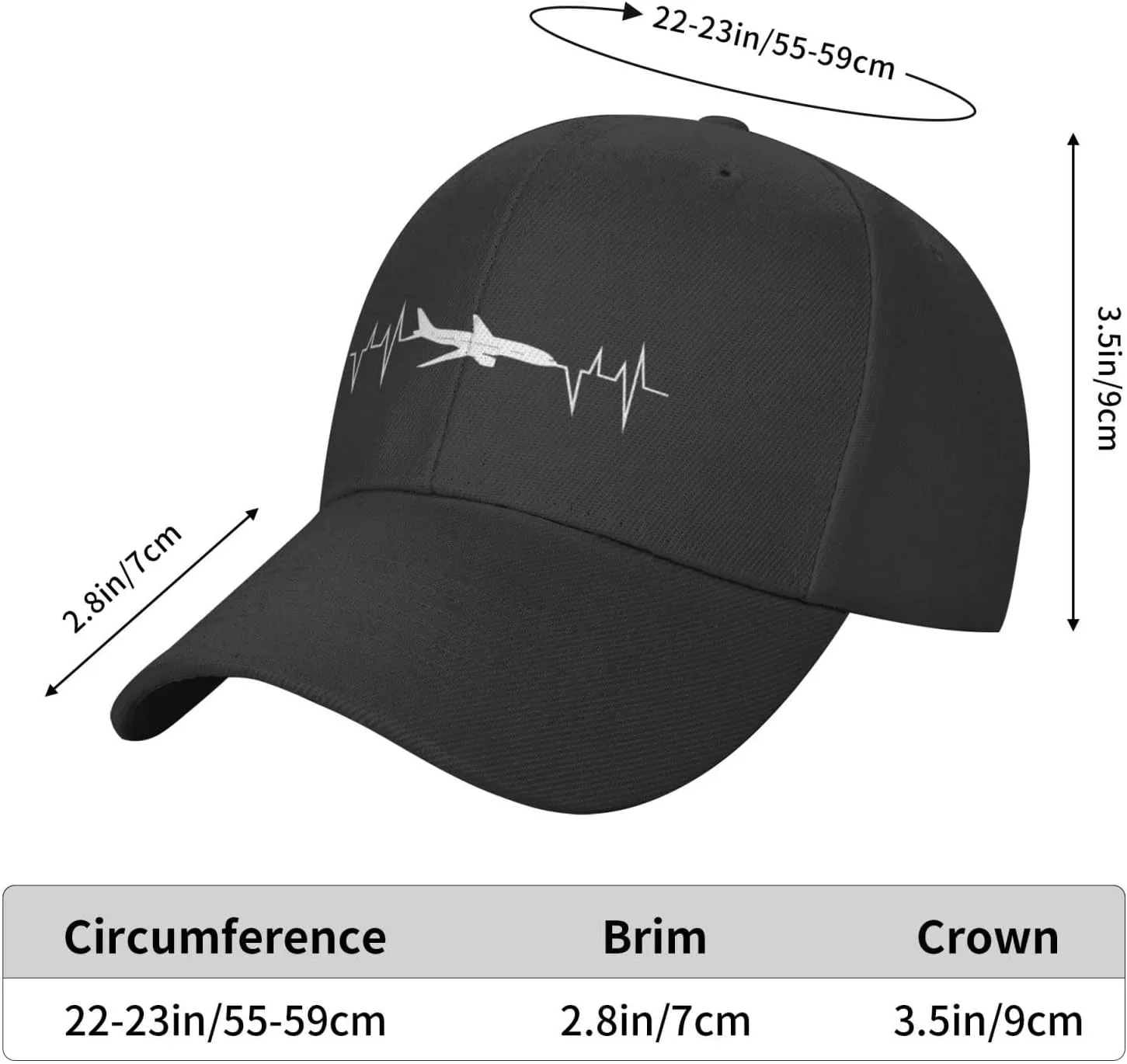 Funny-Flying-Airplane-Airline-Pilot-Heartbeat-Gifts Baseball Hats for Women Black Snapback Hat Baseball Cap Dad Hats