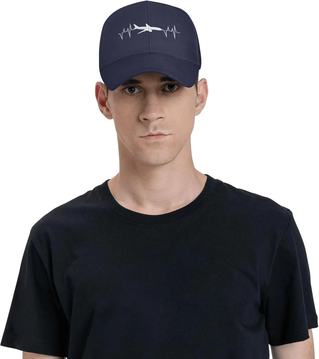 Funny-Flying-Airplane-Airline-Pilot-Heartbeat-Gifts Baseball Hats for Women Black Snapback Hat Baseball Cap Dad Hats
