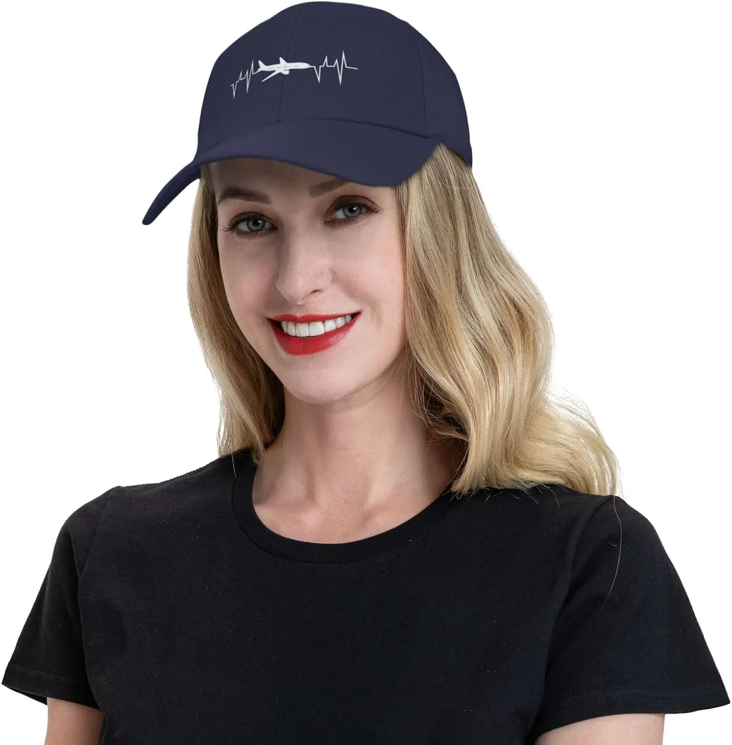 Funny-Flying-Airplane-Airline-Pilot-Heartbeat-Gifts Baseball Hats for Women Black Snapback Hat Baseball Cap Dad Hats