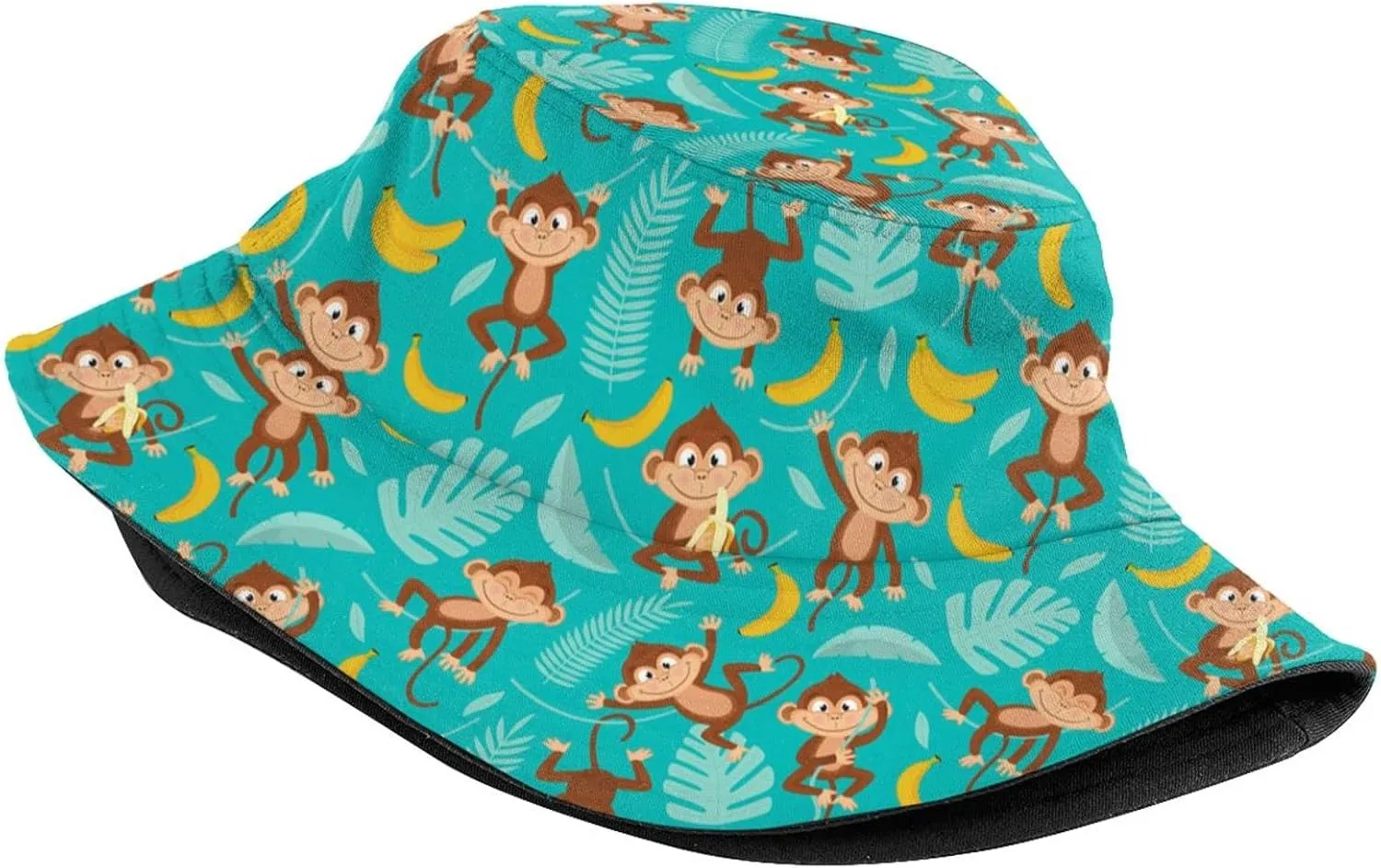Funny Monkey Bucket Hat Sun Protection Wide Brim Hat Packable Summer Travel Animal Boonie Cap for Women Men