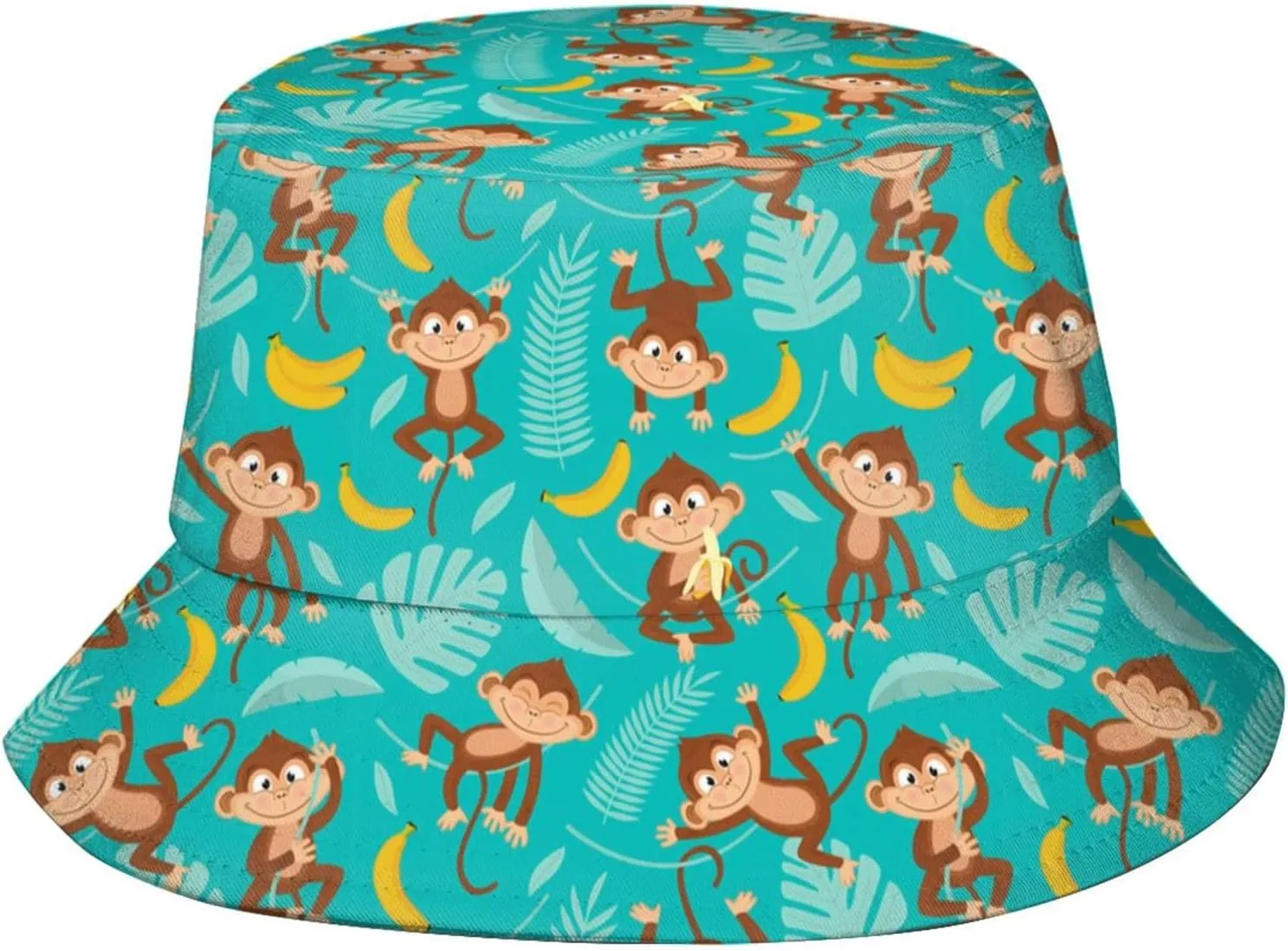 Funny Monkey Bucket Hat Sun Protection Wide Brim Hat Packable Summer Travel Animal Boonie Cap for Women Men