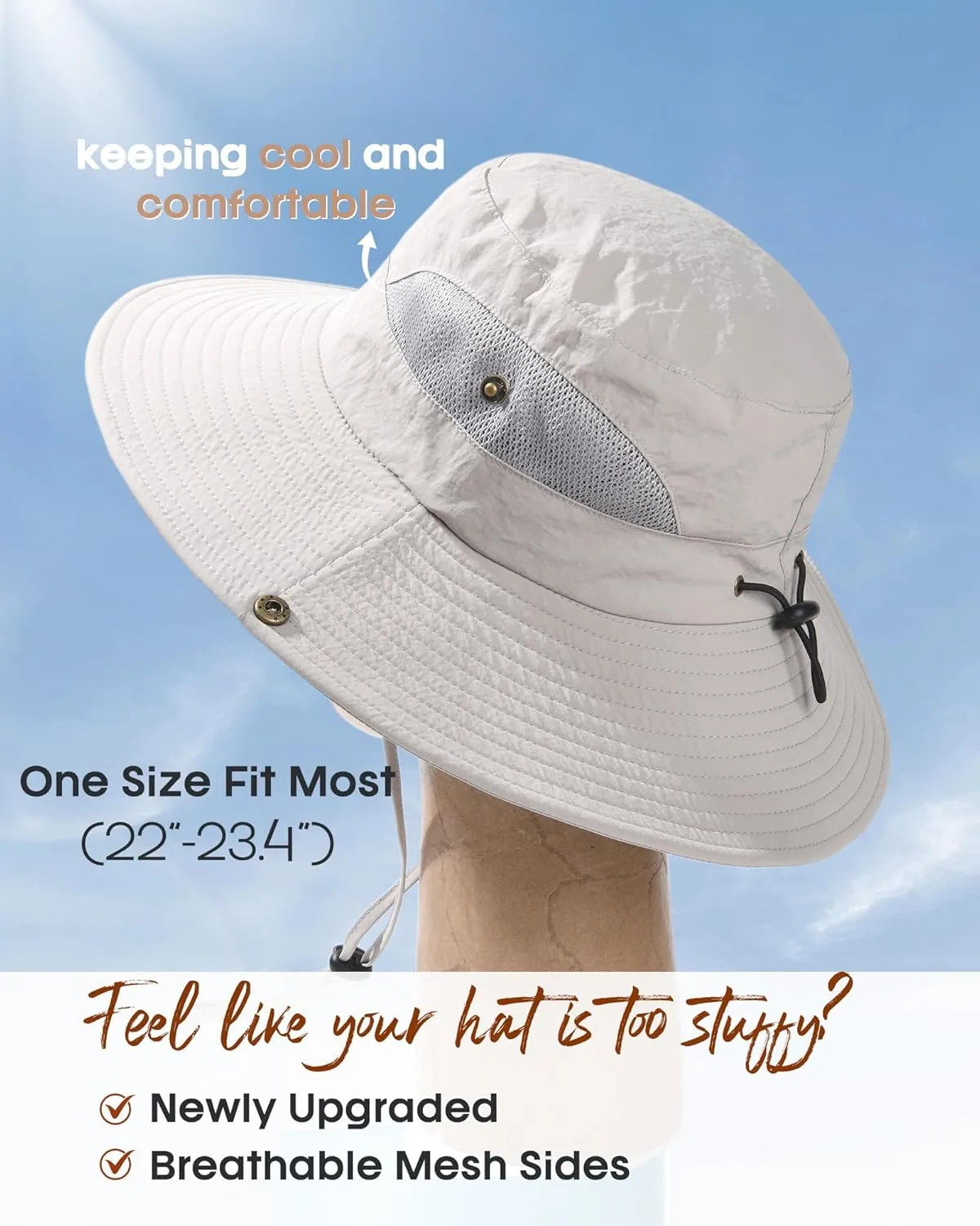 FURTALK Mens Bucket Sun Hat UPF 80  Wide Brim Hiking Fishing Beach Outdoor Hats