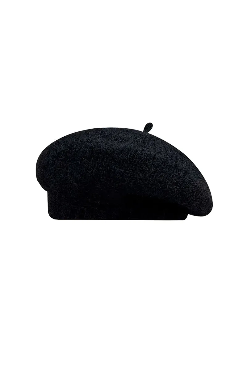 Fuzzy Mohair French Beret Hat