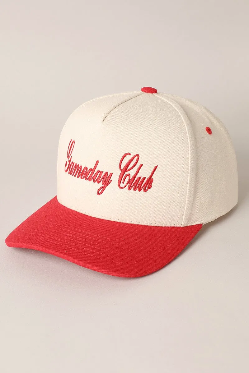 Gameday Club Embroidery Red Two-Toned Canvas Snap-Back Trucker Hat