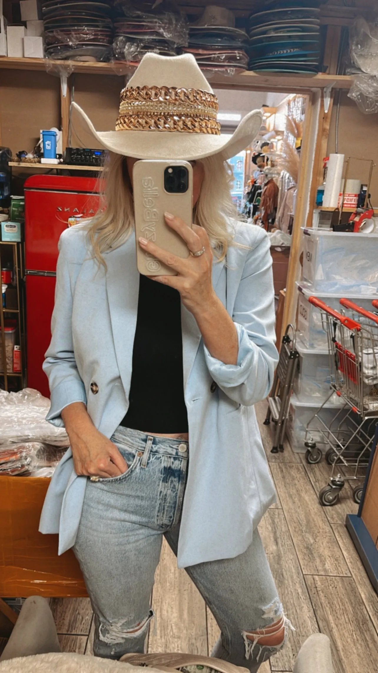 GB ORIGINAL!! The “Beth Dutton” Chain Banded Suede Hat in Ivory