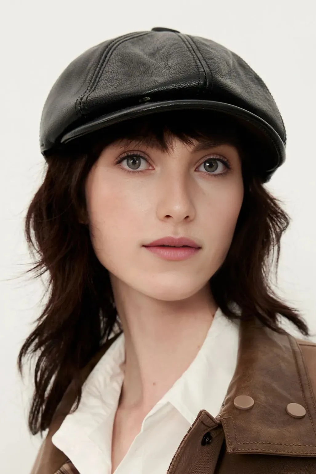 Genuine Leather Newsboy Cap