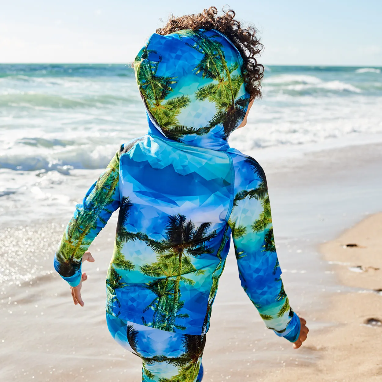 Geo Tropical Hybrid Hoodie UPF 50 