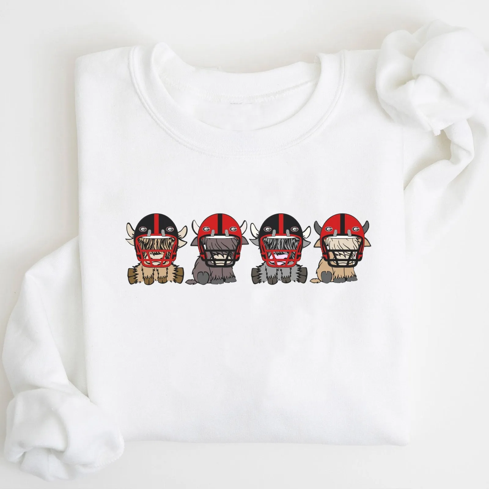 Georgia Bulldogs Football Highland Cow Football Team Football Lovers Gift Unisex Crewneck Hoodie Sweatshirt