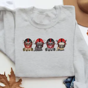 Georgia Bulldogs Football Highland Cow Football Team Football Lovers Gift Unisex Crewneck Hoodie Sweatshirt