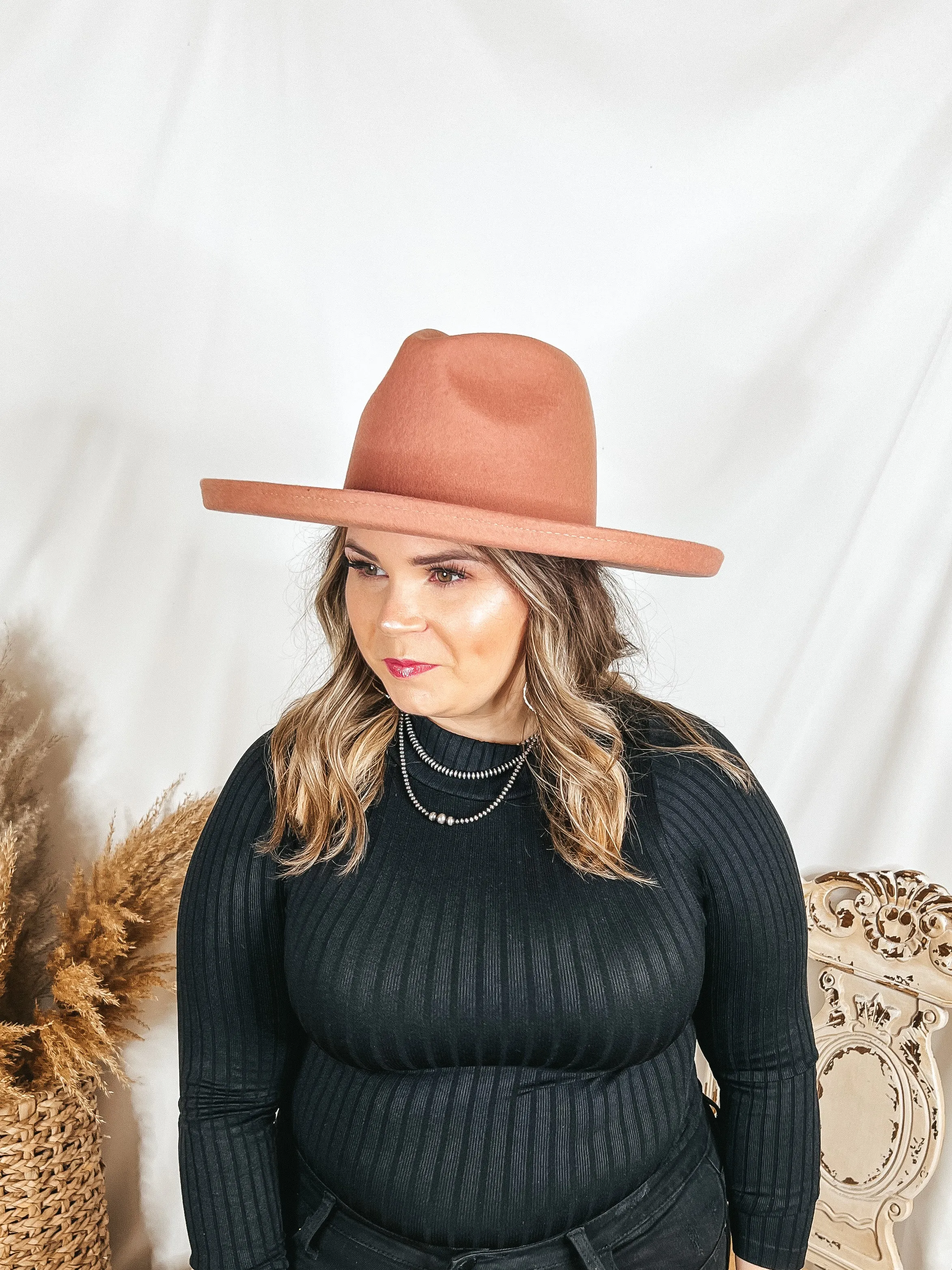 GiGi Pip | Cara Loren Pencil Brim Wool Felt Hat in Dusty Pink