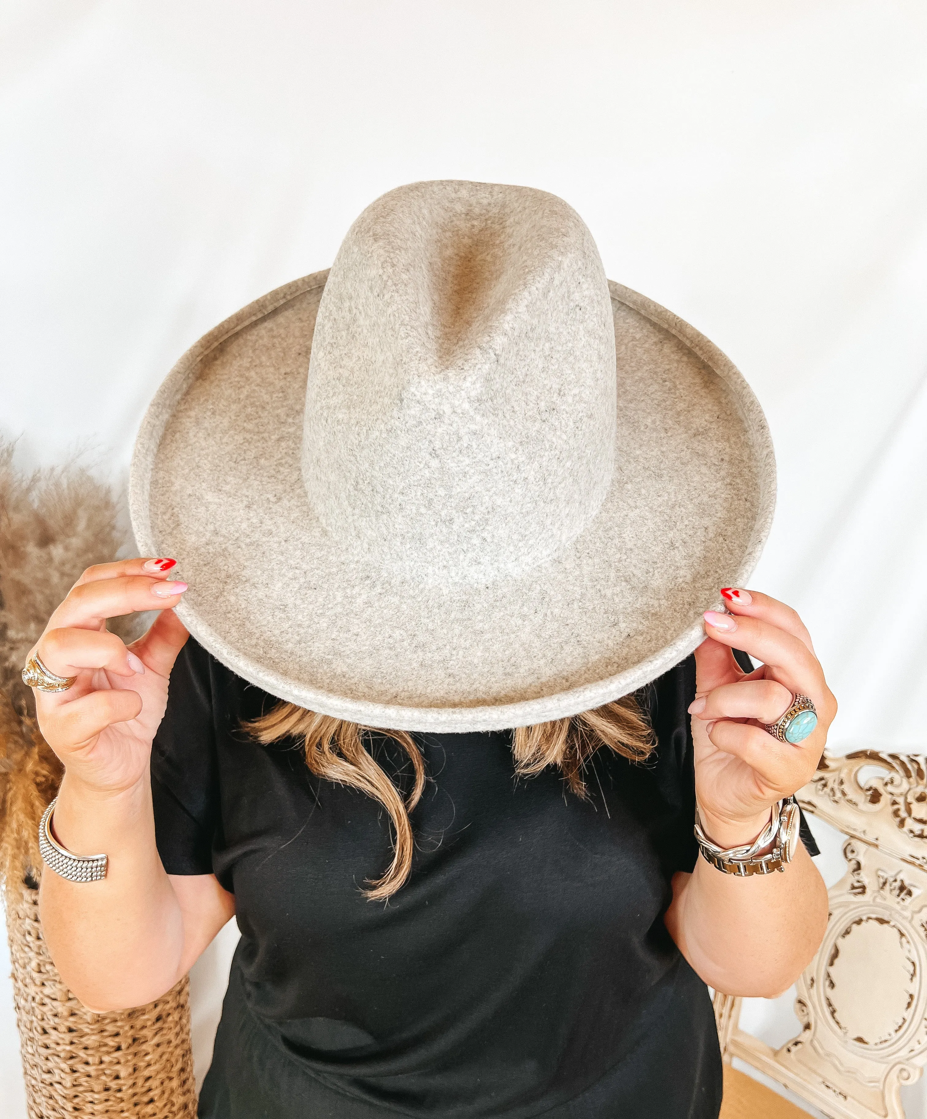 GiGi Pip | Cara Loren Pencil Brim Wool Felt Hat in Heather Grey