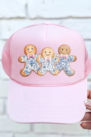 Gingerbread Chinoiserie Christmas Otto Soft Pink Foam Front Trucker Hat