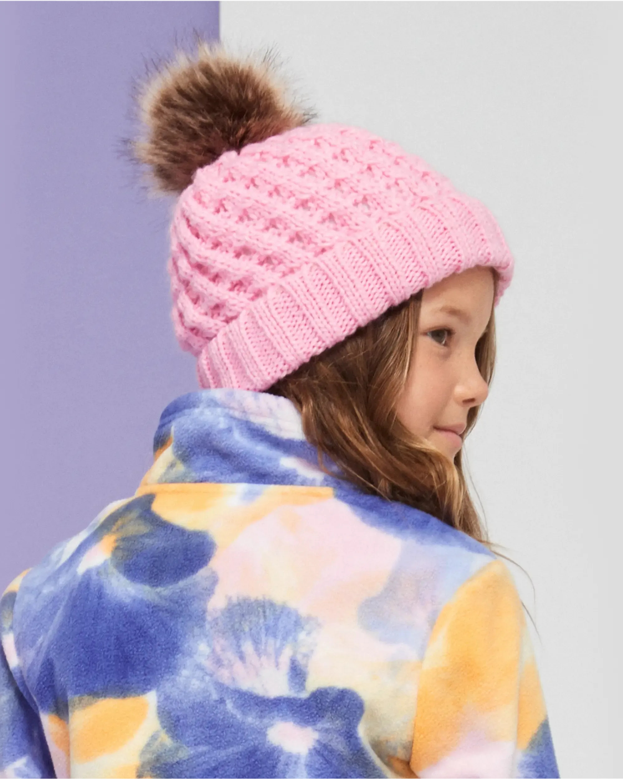Girls Blizzard Beanie in Pink Frosting