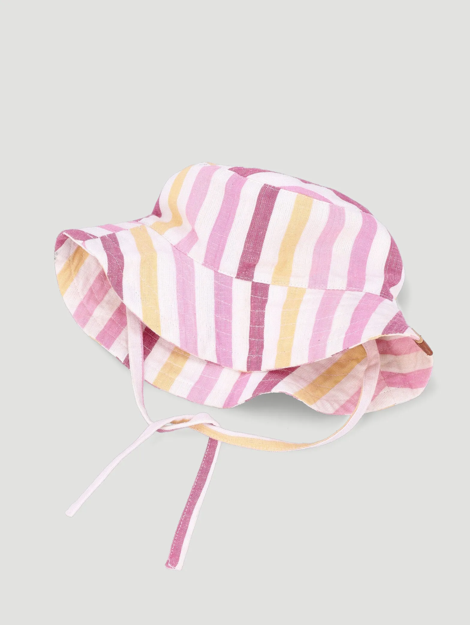 Girls Striped Linen Bucket Hat