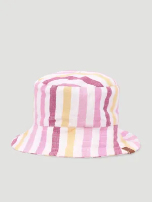 Girls Striped Linen Bucket Hat