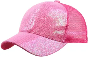 Glitter Sequin Baseball Cap for Women Men Mesh Breathrable Caps Ponytail Baseball Hats Summer Snapback