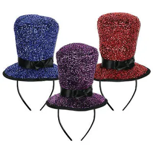 Glittering Elegance: Sparkling Top Hat Headbands (1/Pk)