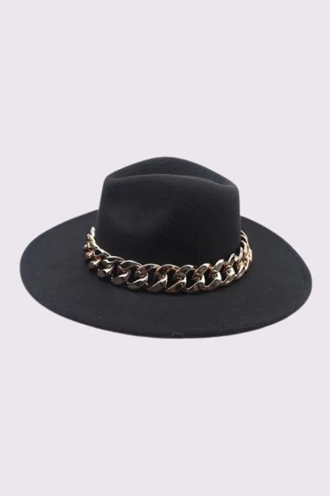 Gold Chain Link Fedora Hat