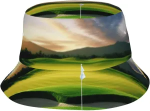 Golf Course Bucket Hat Packable Breathable Sun Hats Fisherman Hats Outdoor Summer Travel Hiking Beach Caps for Men Women Black