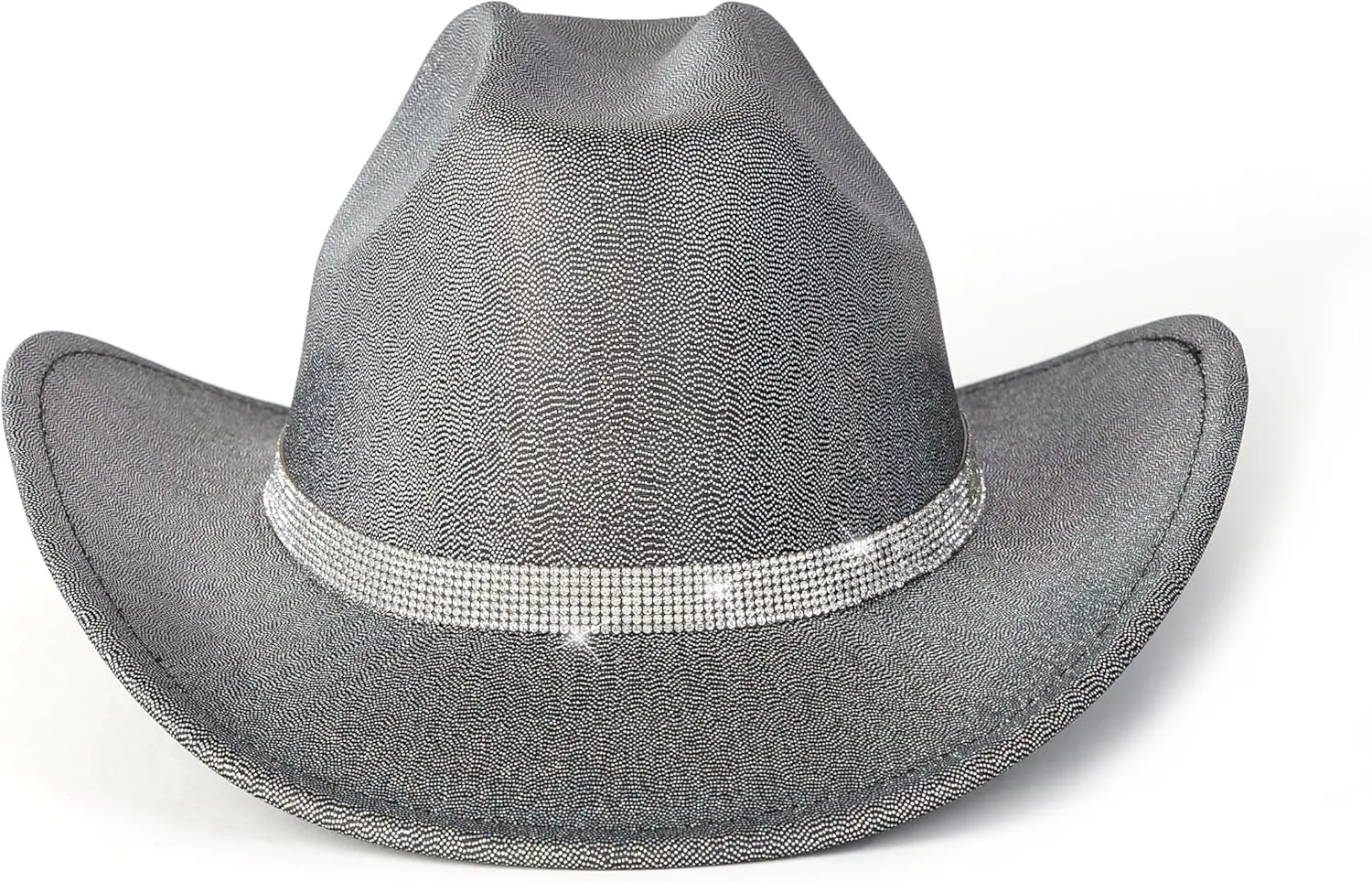 Gossifan Women Men Wide Brim Cowboy Hats with Rhinestone Buckle for Party Disco Sparkly Cowgirl Hat