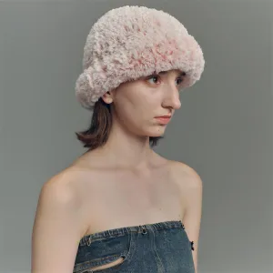 Gradient Color Faux Fur Knit Beanie Hat