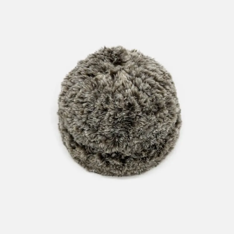 Gradient Color Faux Fur Knit Beanie Hat