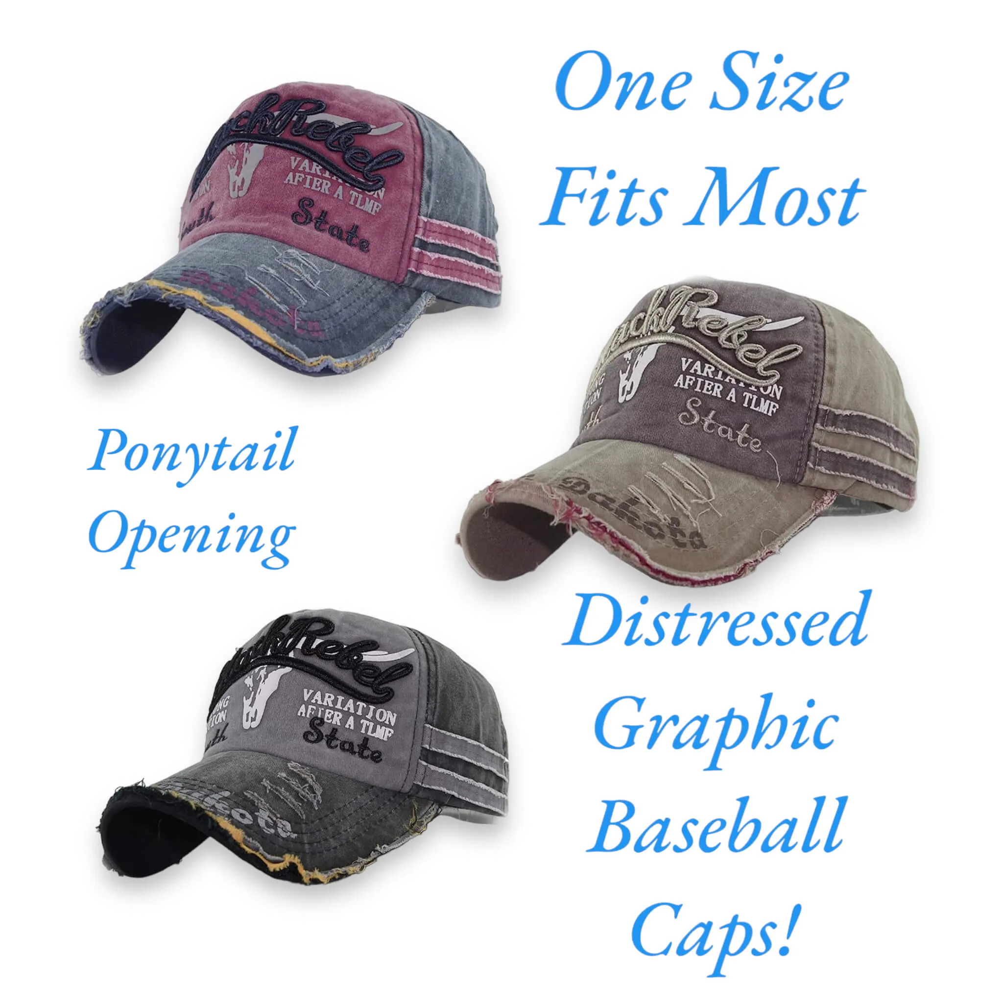 Graphic Distressed Baseball Caps