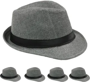 gray color straw fedora hat Case of 72