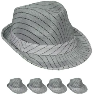 gray striped mesh fedora hat Case of 72
