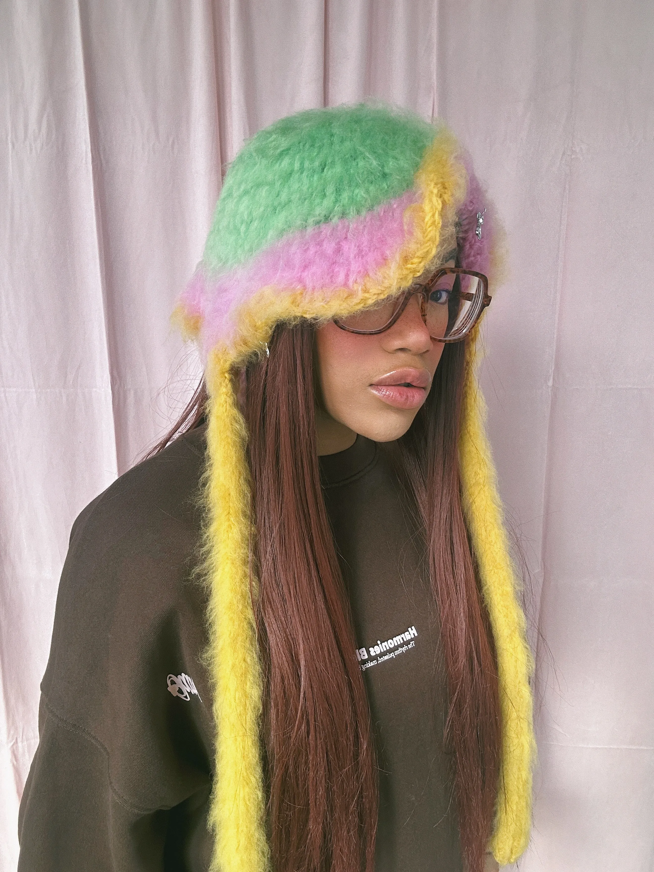 Green, Pink and Yellow Floppy Bonnet