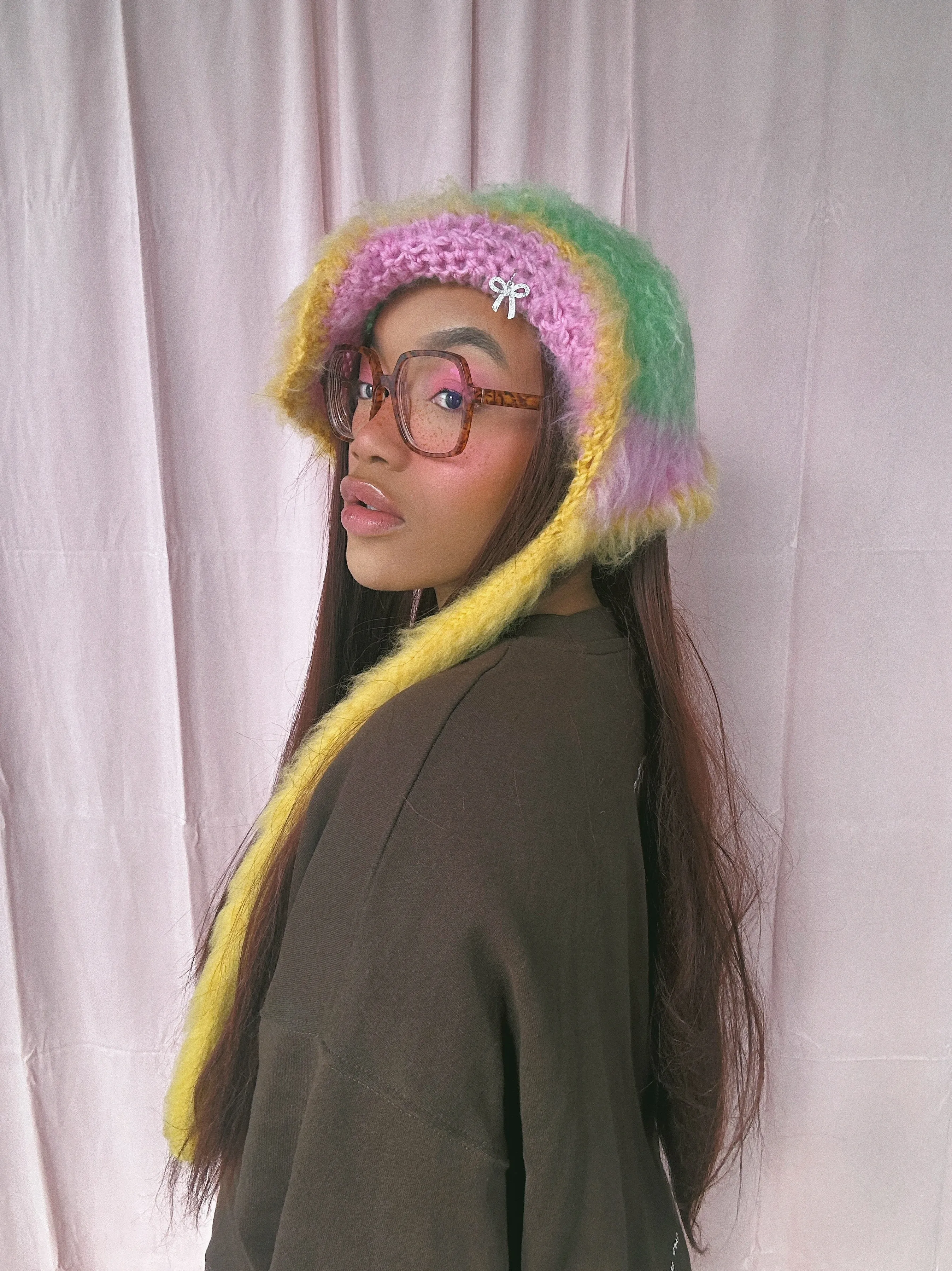 Green, Pink and Yellow Floppy Bonnet