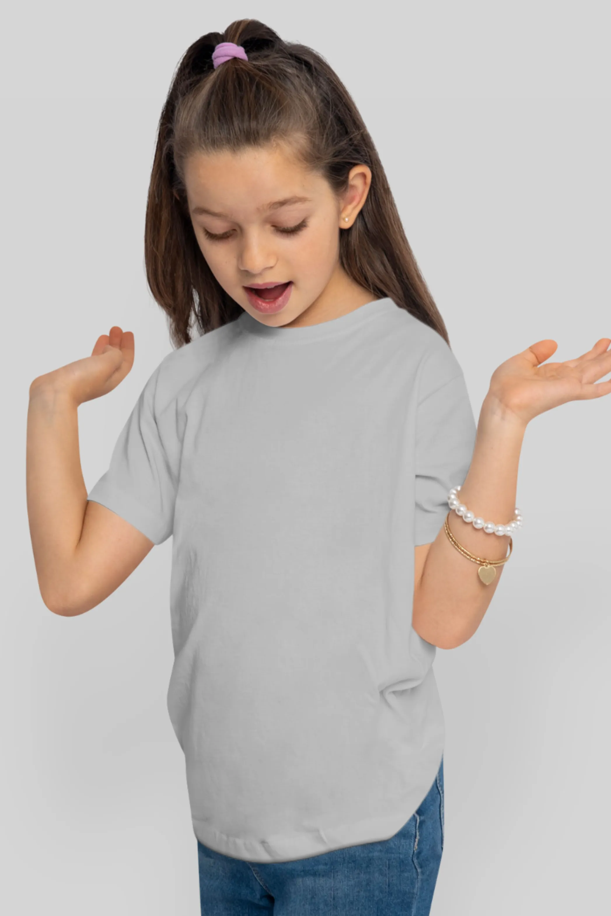 Grey Melange T-shirt for girl