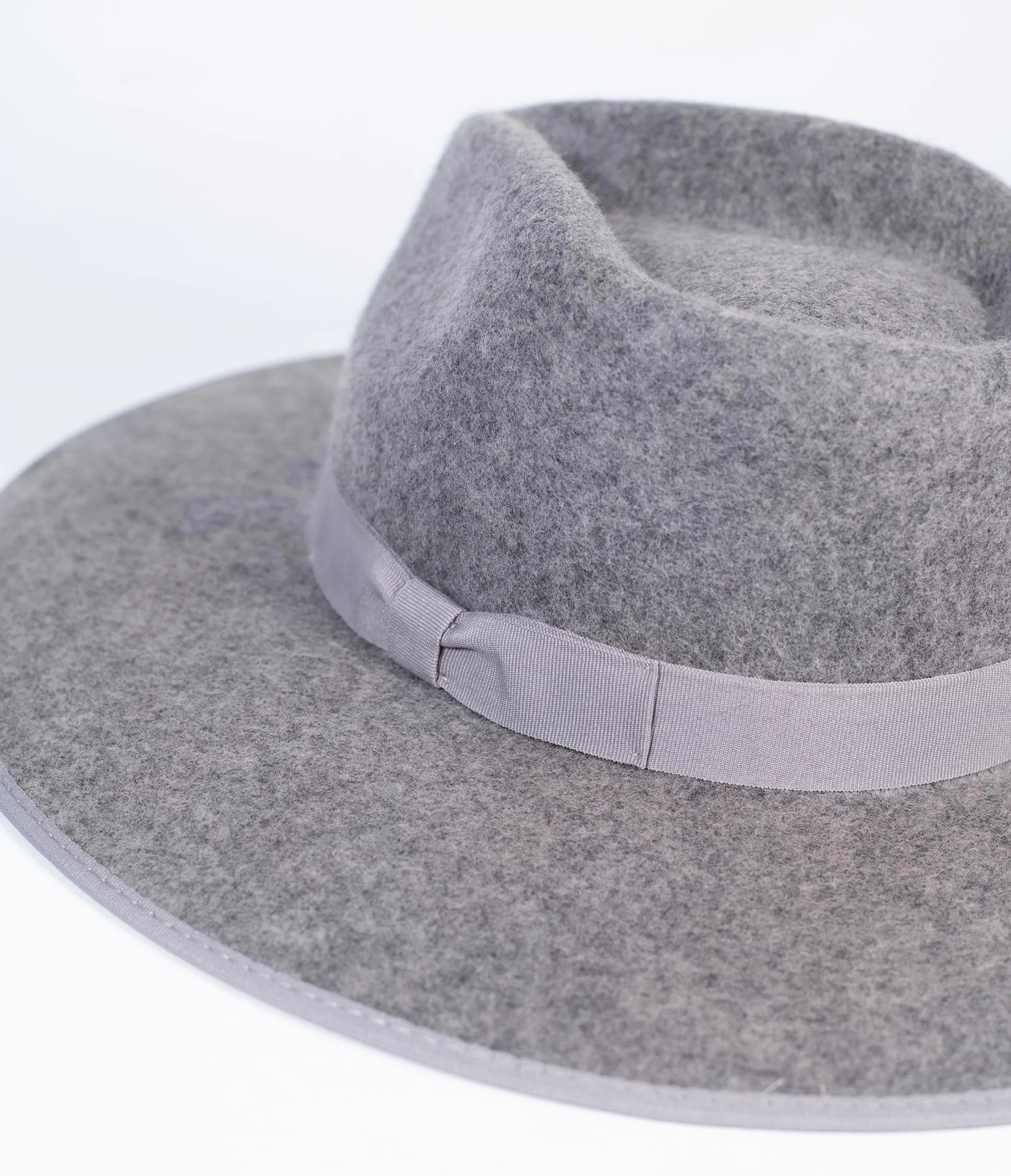 Grey Wool Wide Brim Panama Hat