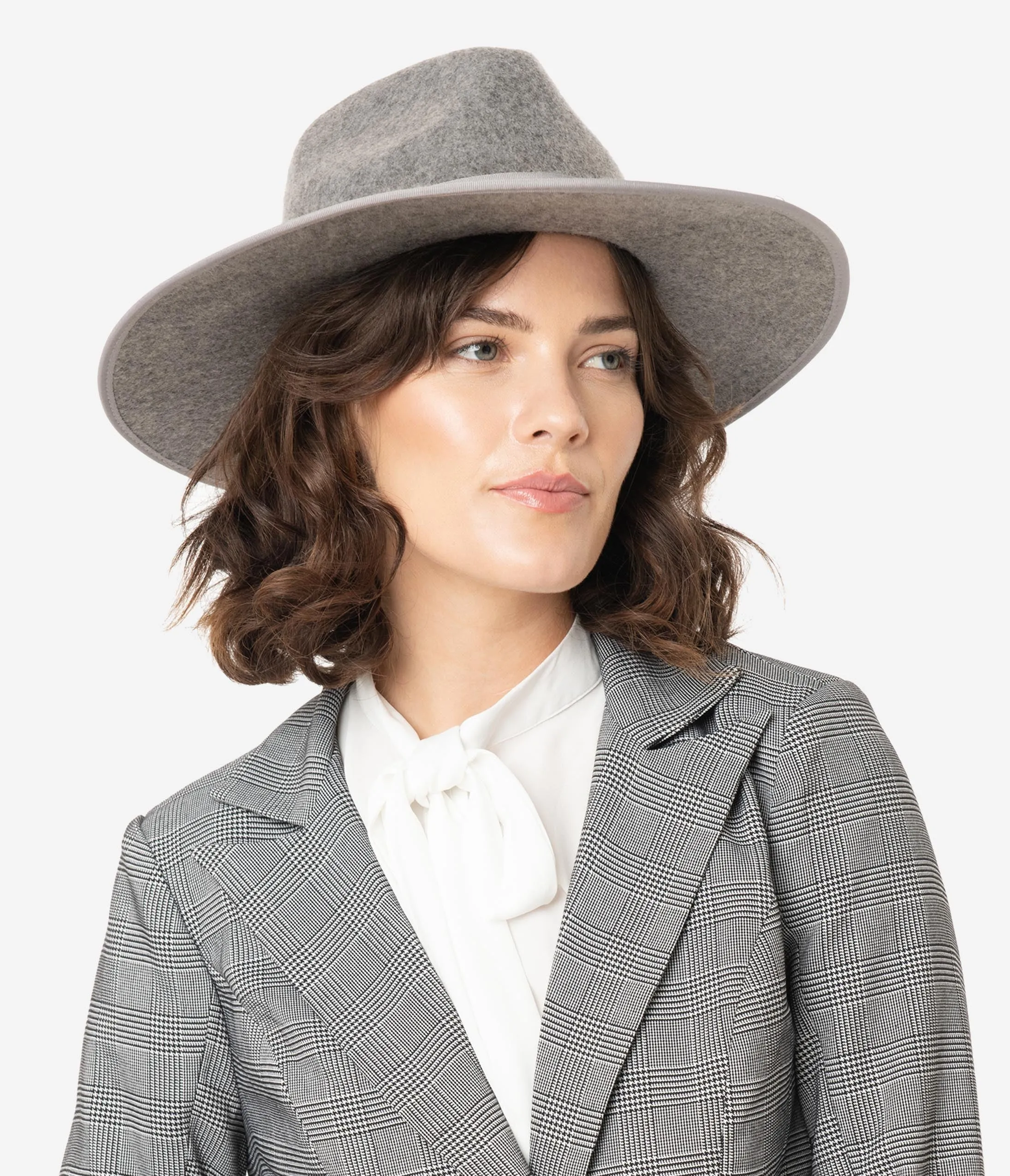 Grey Wool Wide Brim Panama Hat