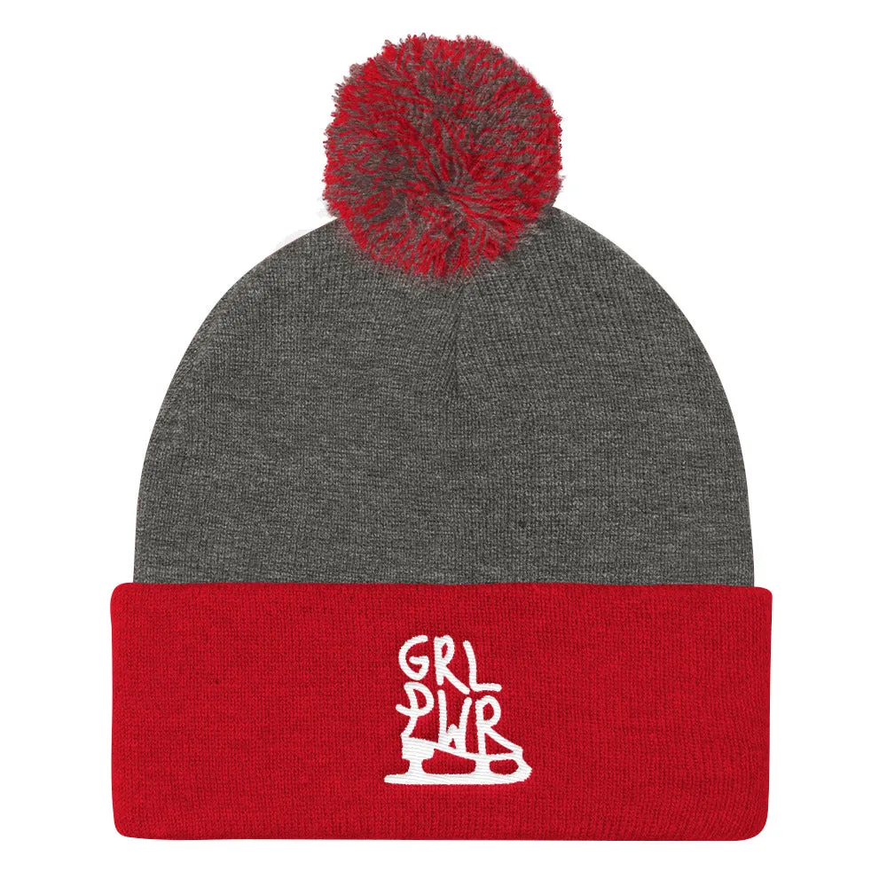 GRL PWR Skater Pom Pom Knit Beanie