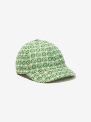 Gucci Kids GG Monogram Cap in Green