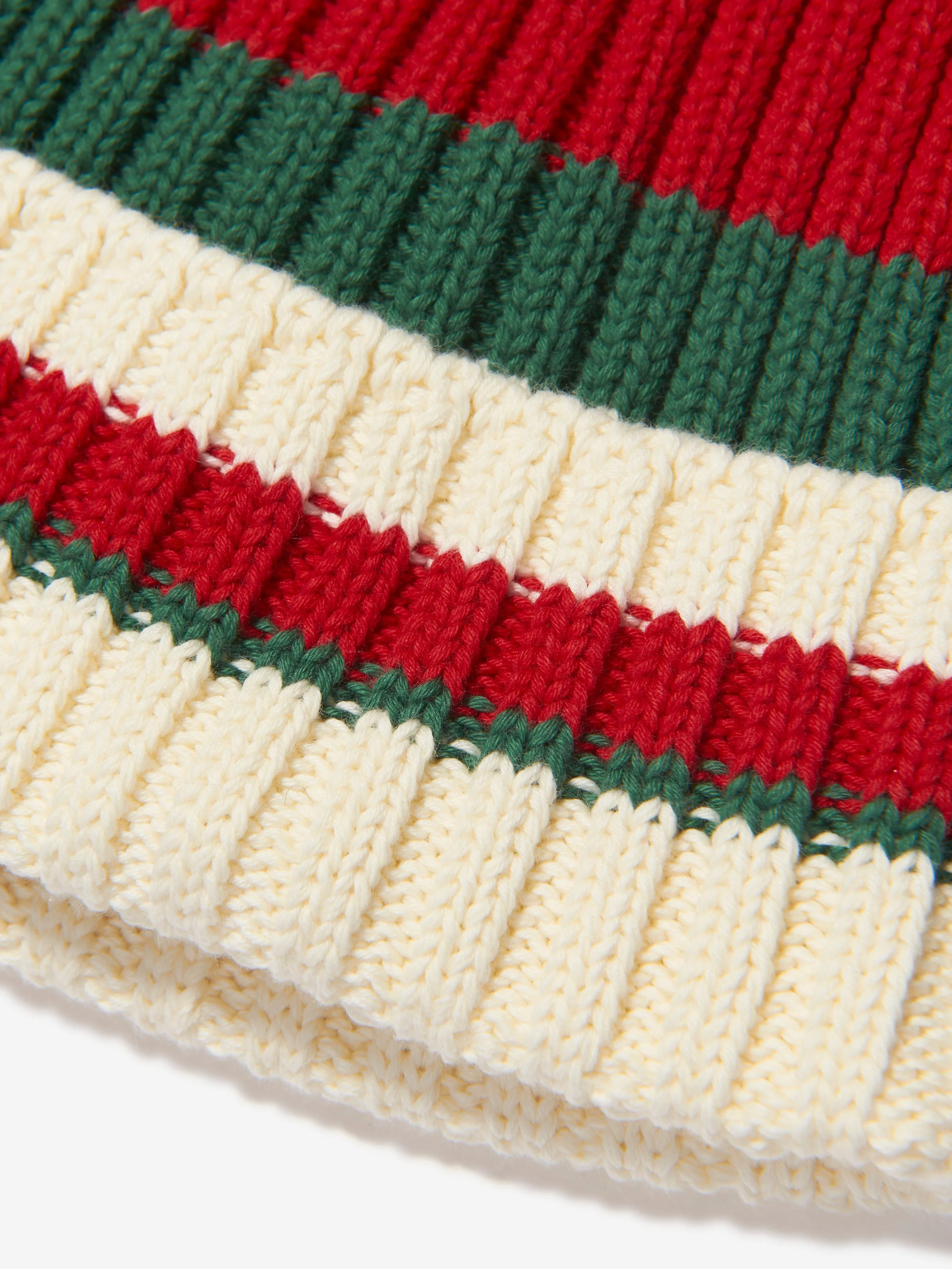 Gucci Kids Web Stripe Knitted Hat in Ivory