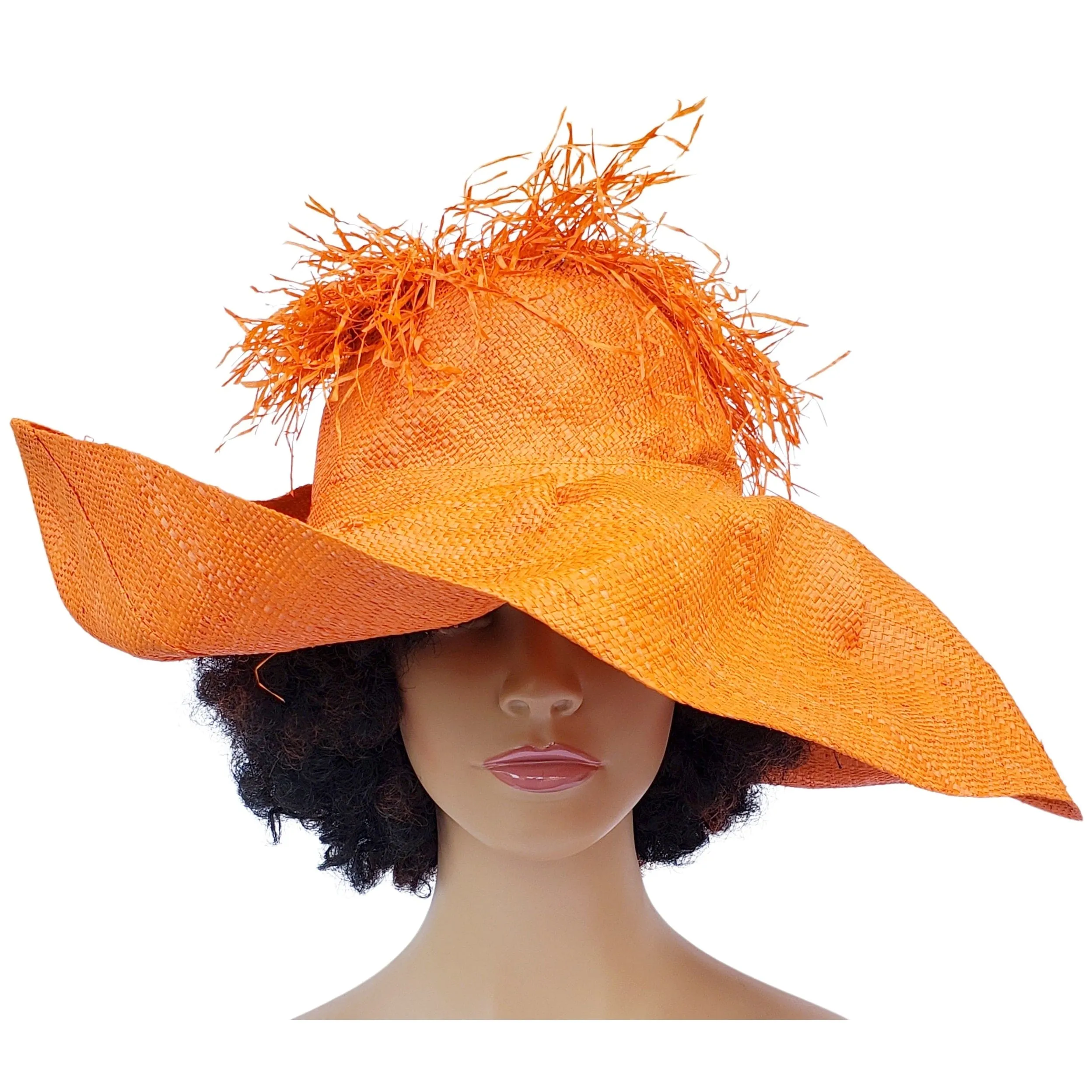 Hadiza: Madagascar Big Brim Crown Out Raffia Sun Hat
