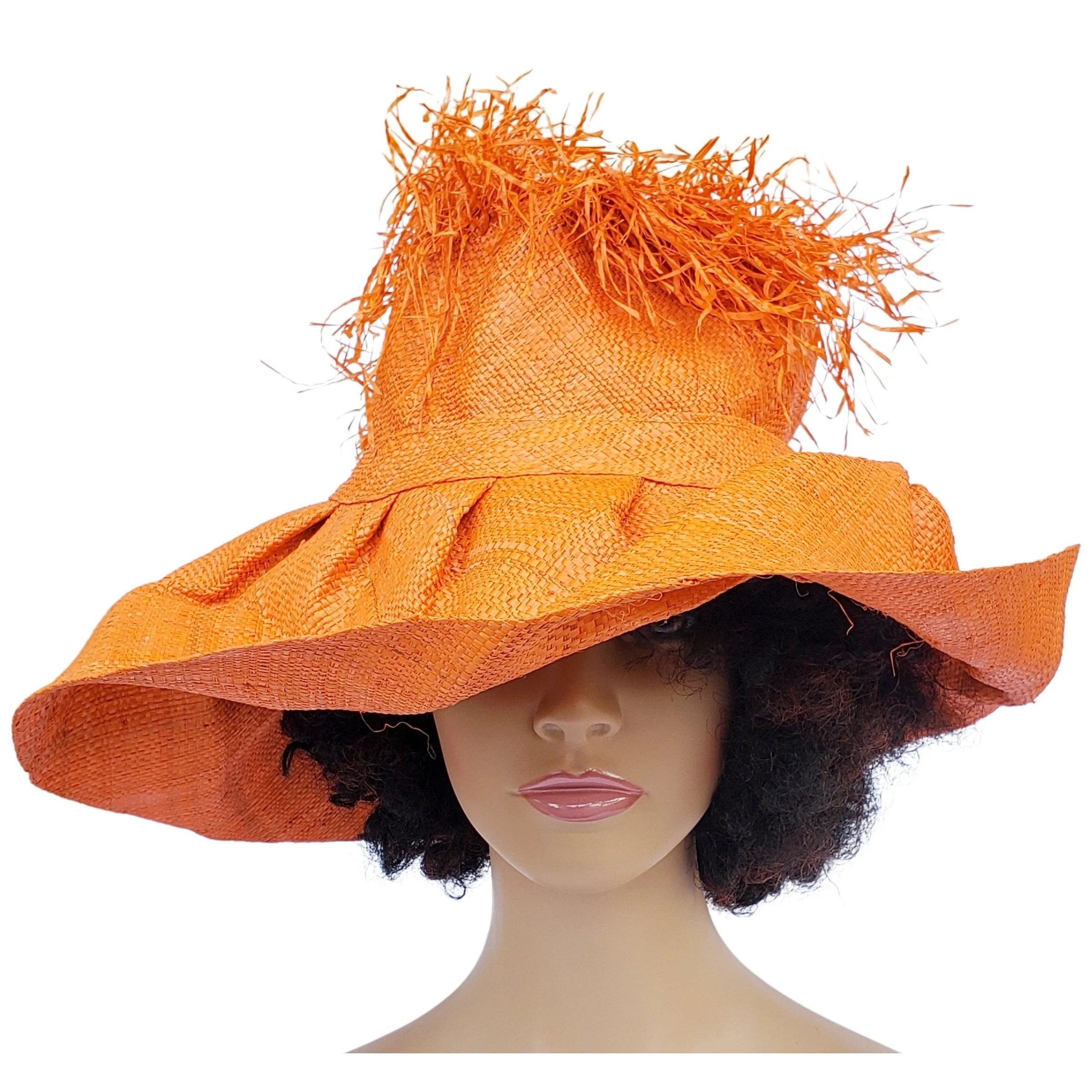 Hadiza: Madagascar Big Brim Crown Out Raffia Sun Hat