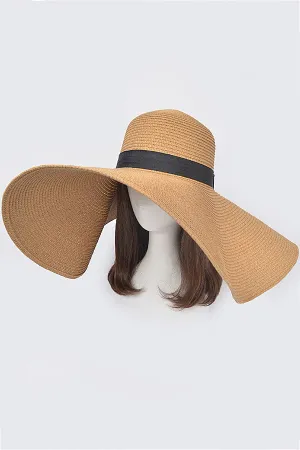 H&D Accessories Faux Straw Wide Brim Band Hat