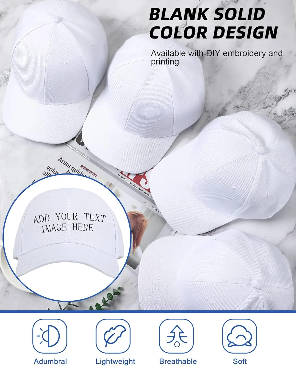 Handepo 24 Pcs Blank Baseball Cap Adjustable Back Strap Plain Blank Camouflage Hat Unisex Baseball Cap for Trucker Men Women