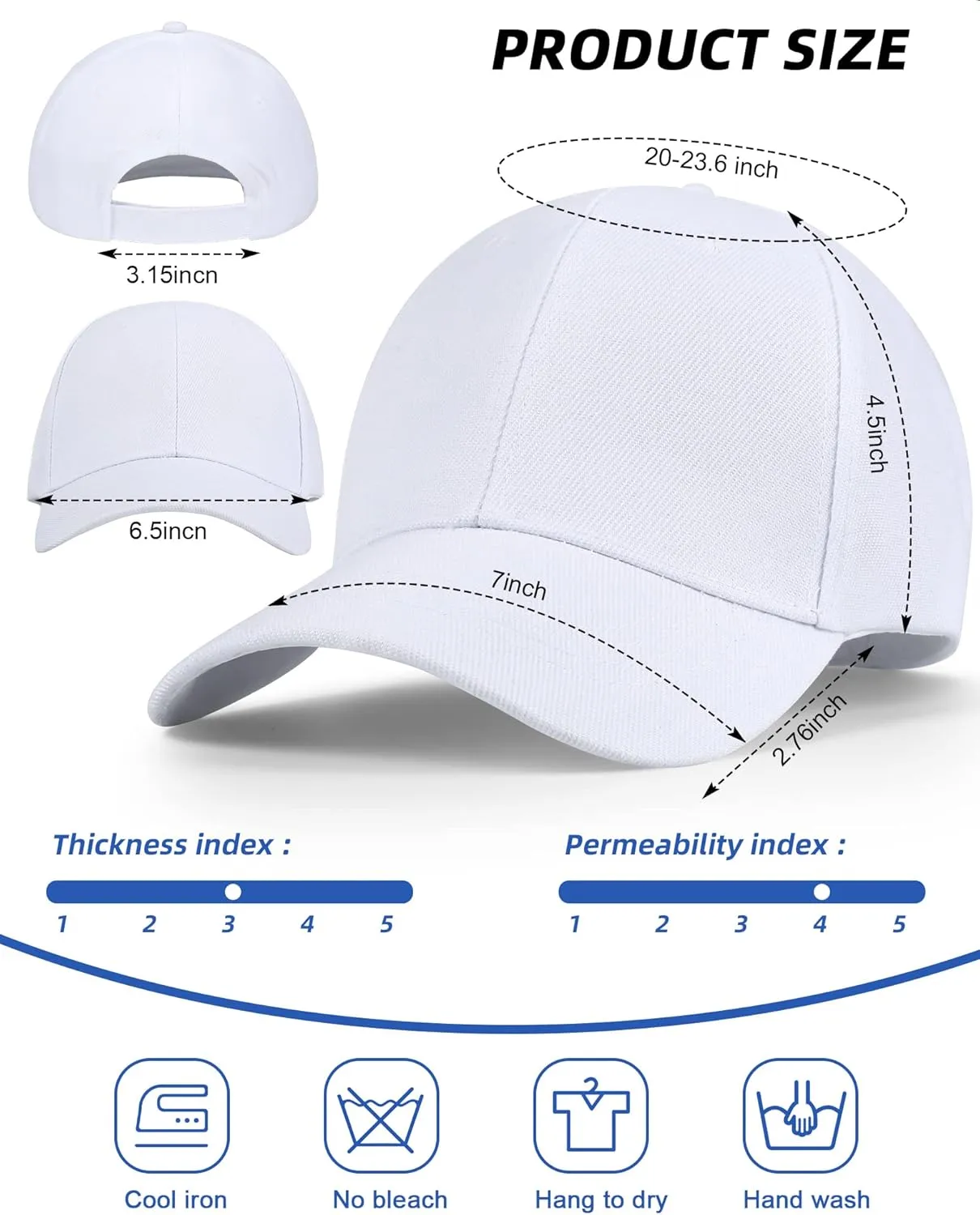 Handepo 24 Pcs Blank Baseball Cap Adjustable Back Strap Plain Blank Camouflage Hat Unisex Baseball Cap for Trucker Men Women