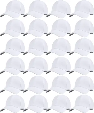 Handepo 24 Pcs Blank Baseball Cap Adjustable Back Strap Plain Blank Camouflage Hat Unisex Baseball Cap for Trucker Men Women
