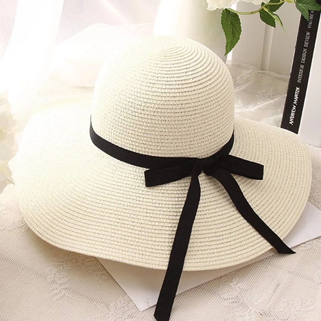 Hat Foldable Beach Straw Wide Floppy Summer Ladies Sun Cap Women Brim Baseball Caps Dad Ball Caps Men
