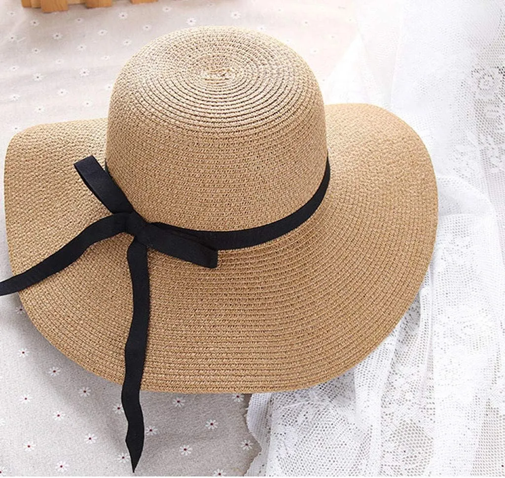 Hat Foldable Beach Straw Wide Floppy Summer Ladies Sun Cap Women Brim Baseball Caps Dad Ball Caps Men