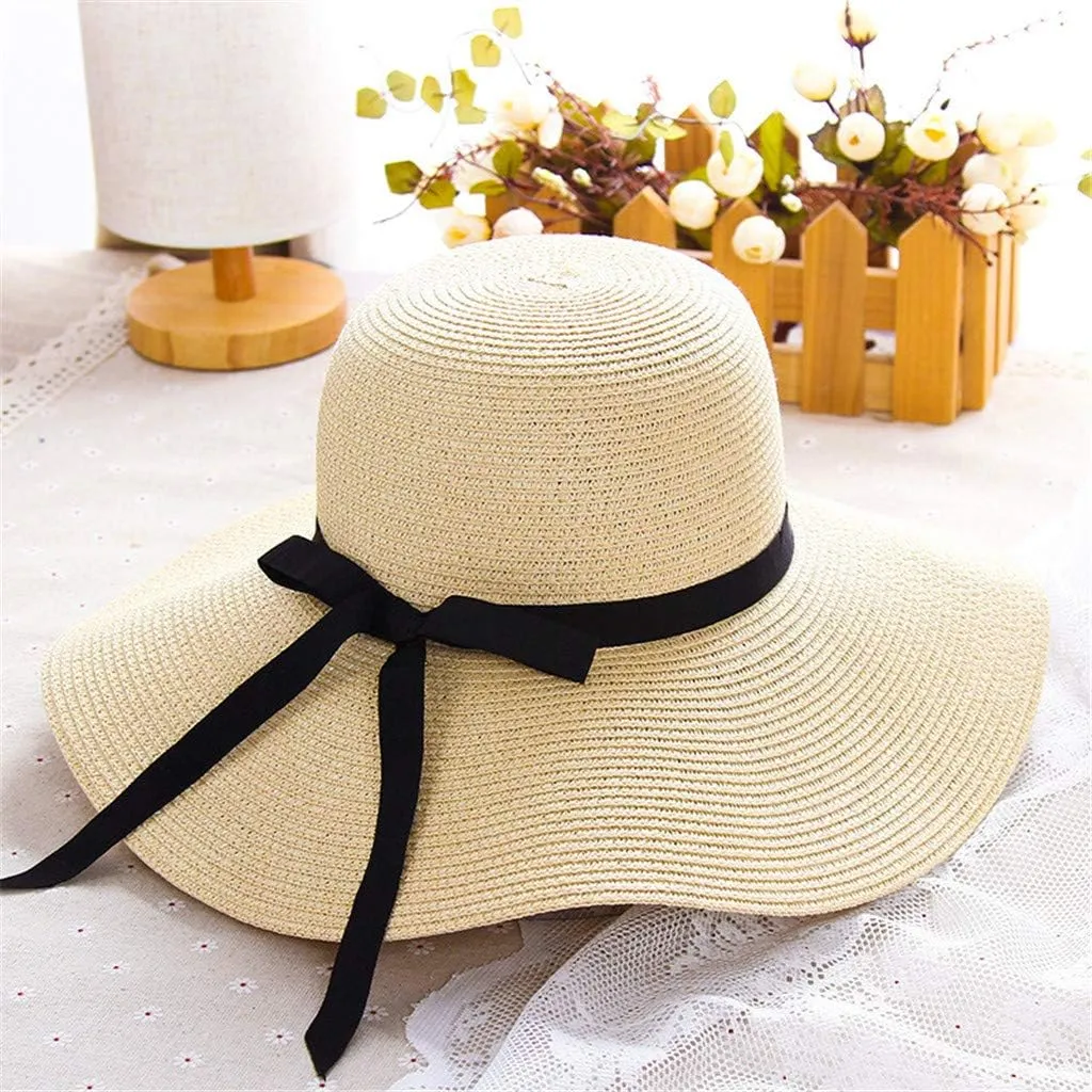 Hat Foldable Beach Straw Wide Floppy Summer Ladies Sun Cap Women Brim Baseball Caps Dad Ball Caps Men
