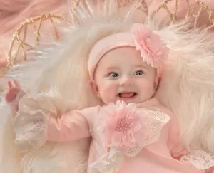 Haute Baby Girls Pink Petite Chic Lace Soft Knit Daygown Dress Newborn